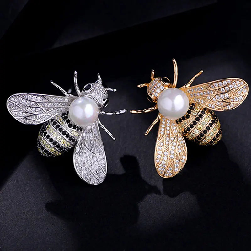 Little Bee Crystal And Rhinestone Pin Brooch