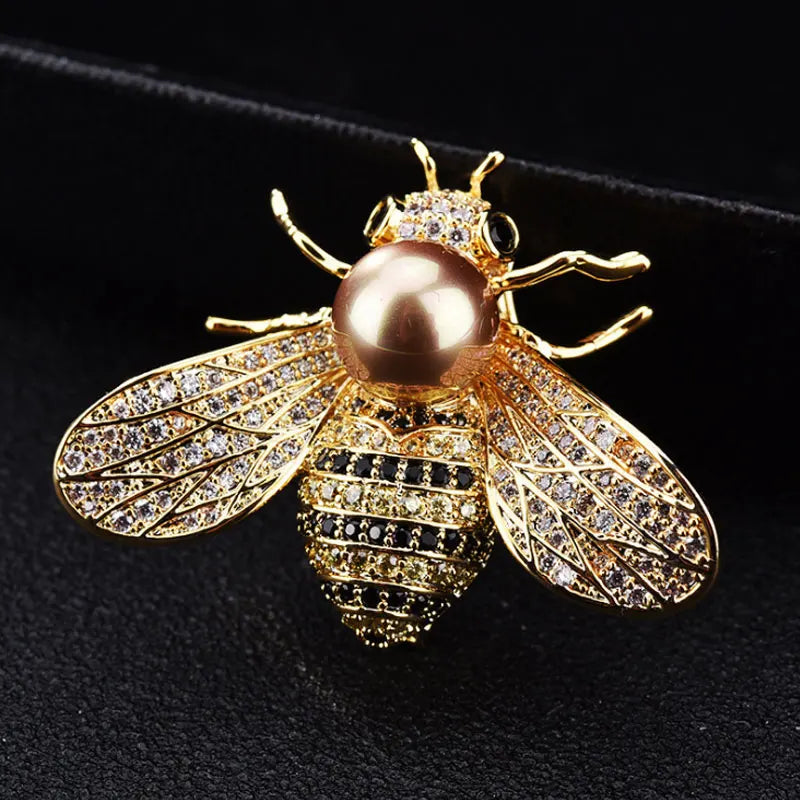 Little Bee Crystal And Rhinestone Pin Brooch